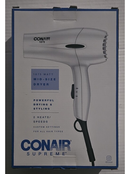 Conair Other - CONAIR SUPREME Mid-Size Hair Dryer 1875 Watt 2-speed Drying Styling white Color